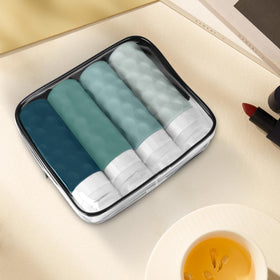 Silevoler on bathroom shelf in lifestyle scene highlights organized travel-ready toiletry storage
