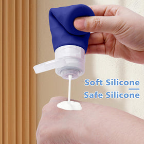 Silevoler squeezing bottle to dispense shampoo showing precise controlled flow