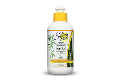 Silicon Mix bamboo leave-in front bottle showing label, lightweight conditioning benefit