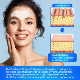 SILKDERMIS patch applied on forehead demonstrating discreet in-use benefit