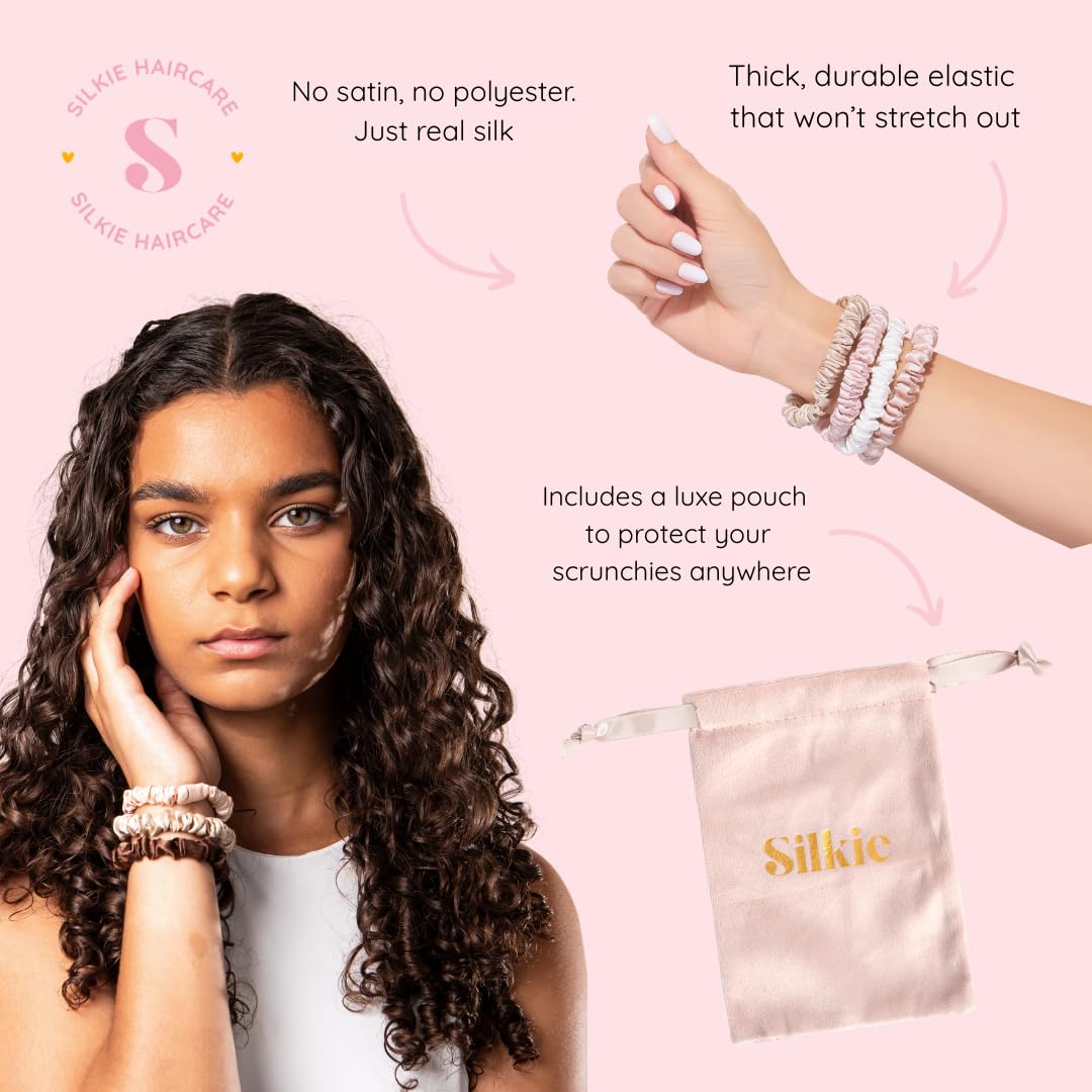Silkie hairstyle ponytail demo showing secure, kink-free ponytail with silk scrunchie