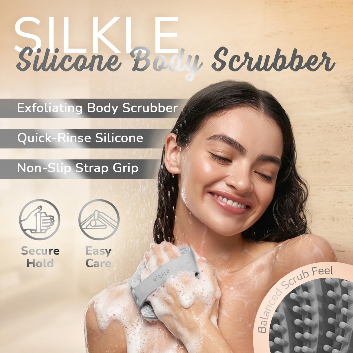 SILKLE close-up of flexible silicone bristles for gentle exfoliation
