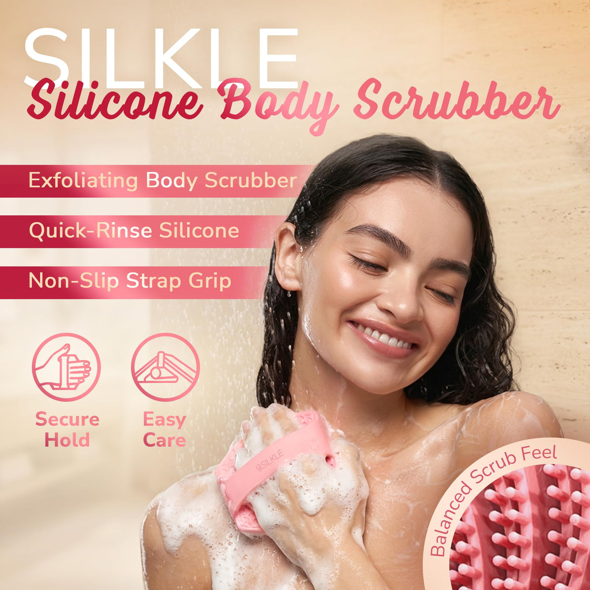 SILKLE close-up of flexible silicone bristles for gentle exfoliation