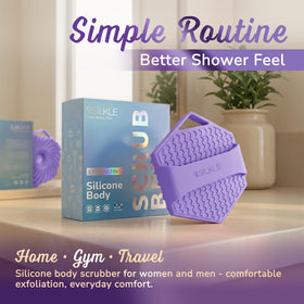 SILKLE placed on bathroom counter with soap showing organized travel-ready benefit