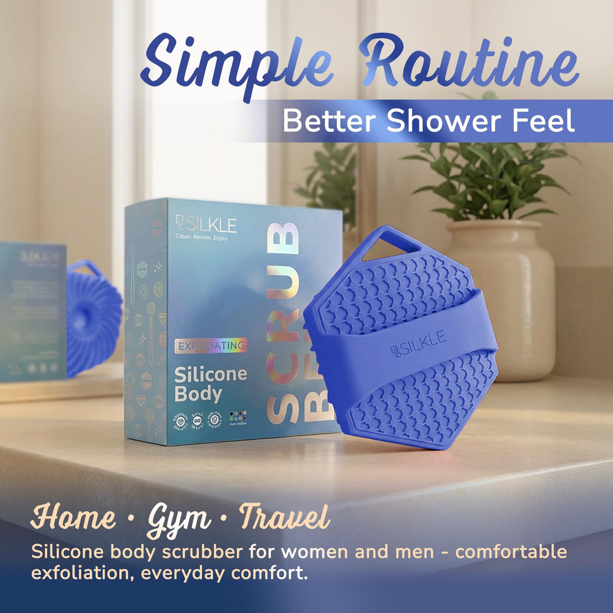 SILKLE on bathroom counter staged to show durable design and daily routine fit