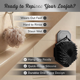 SILKLE non-slip strap detail demonstrating secure grip during soapy use