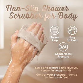 SILKLE scrubber held in hand showing size and comfortable control
