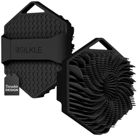 SILKLE silicone body scrubber front view showing compact design and hygienic benefit