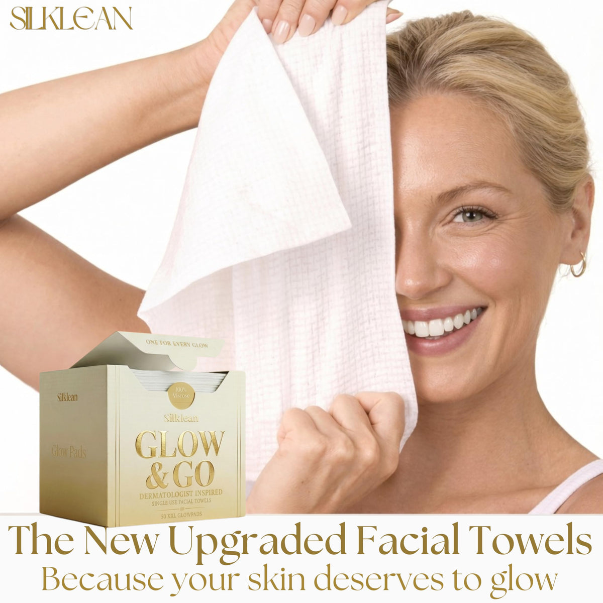 Silklean towel held wet to show strength and no tearing benefit