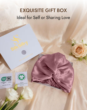 SilkSilky bonnet in cozy morning setting showing gentle hair-preserving use