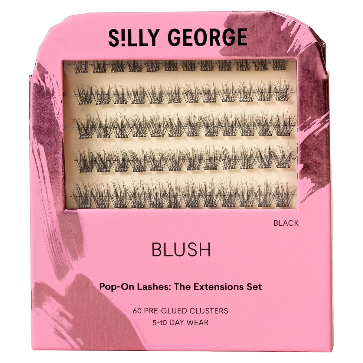 Silly George front packaging showing blush black clusters and benefits