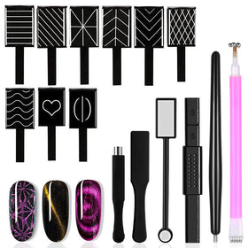SILPECWEE front packaging showing full 15-piece cat eye magnet set, easy selection benefit