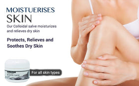 Silver Miracles salve being applied to hand demonstrating easy absorption and soothing benefit