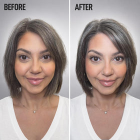 Silverist before and after tones on silver hair, shows reduced yellowing