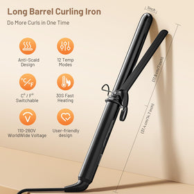 SimerSure LED display and controls showing 12 heat settings for precise styling