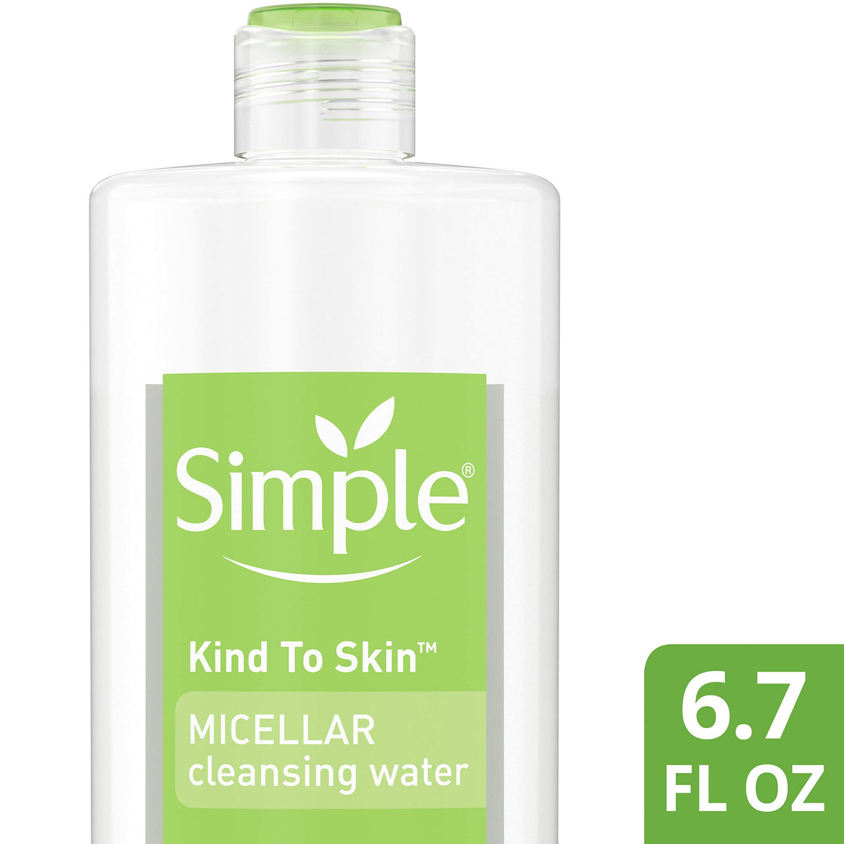 Simple micellar open cap with product pouring, demonstrating easy no-rinse use