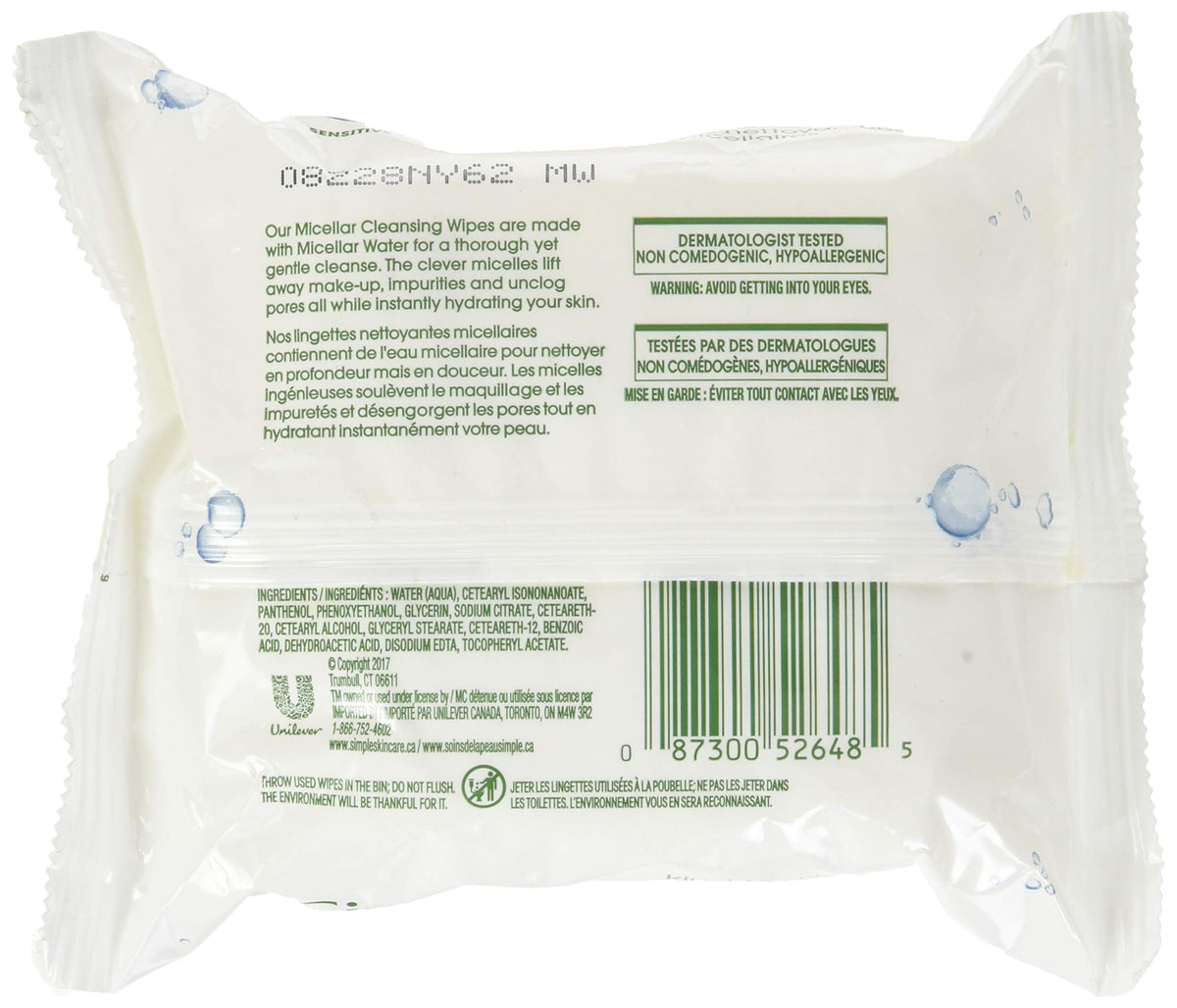 Simple micellar wipes close-up of soft fabric texture demonstrating gentle cleansing