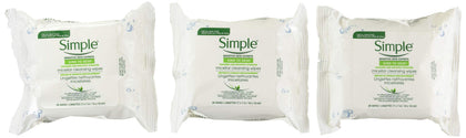 Simple micellar wipes front packaging showing resealable pack and 25 count benefit