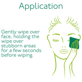 Hand pulling a Simple micellar wipe demonstrating quick makeup removal convenience
