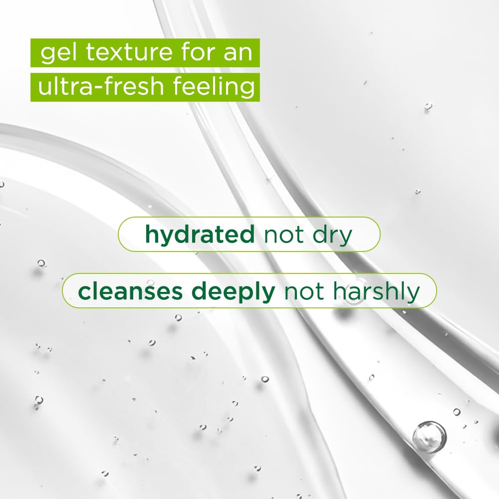 Close-up gel texture of Simple showing lightweight formula for easy rinsing