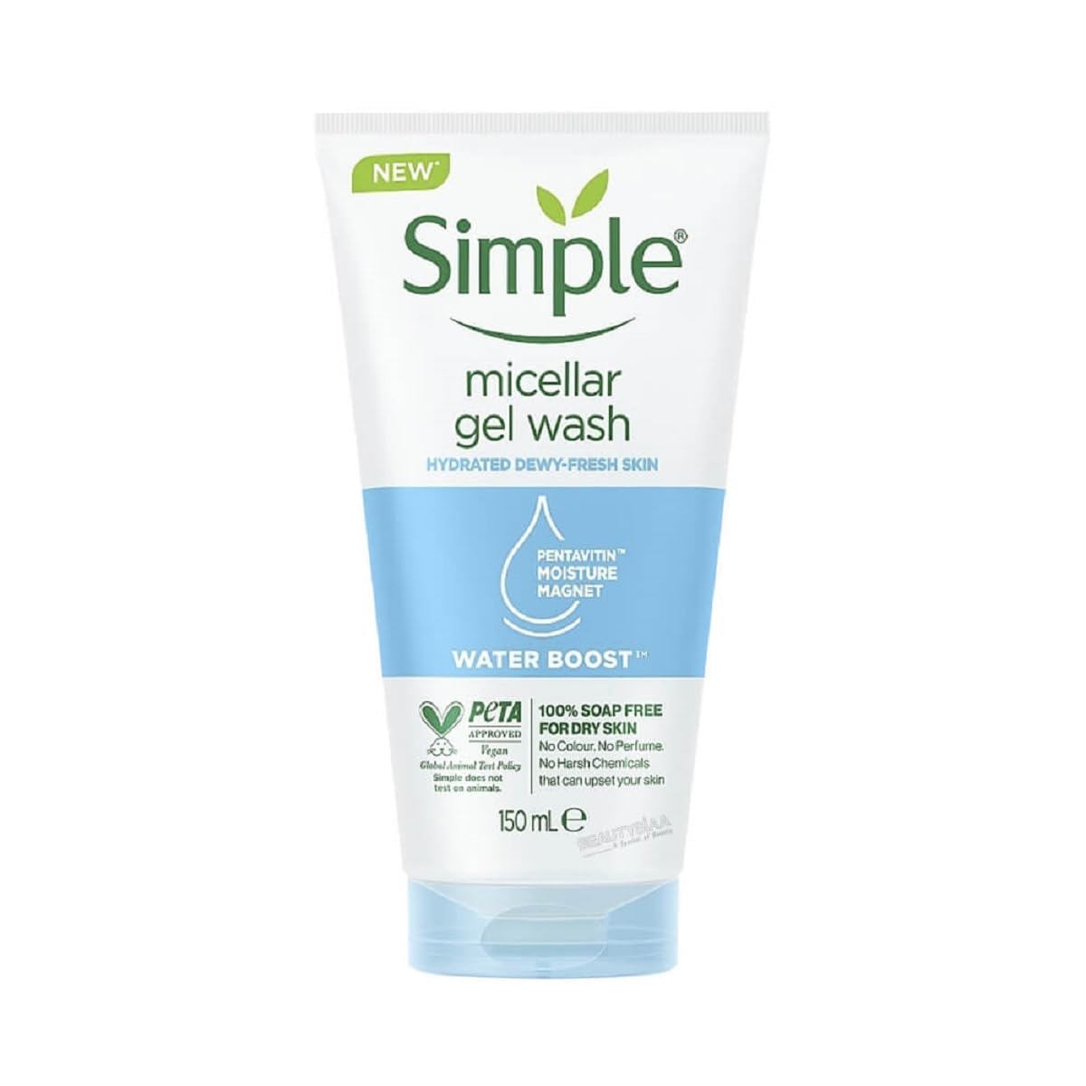 Simple front packaging of Water Boost gel showing product benefits