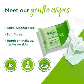 Simple wipe removing makeup from skin demonstrating effective, non-irritating removal benefit