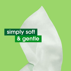 Open Simple pack with a single wipe pulled out, showing easy dispensing