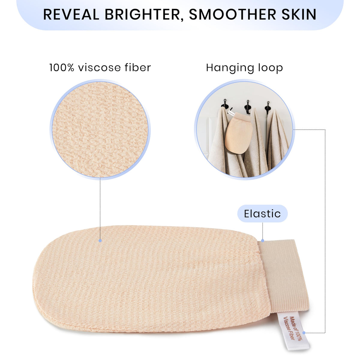 SimpleField mitt on a hand to show scale and easy control for targeted exfoliation