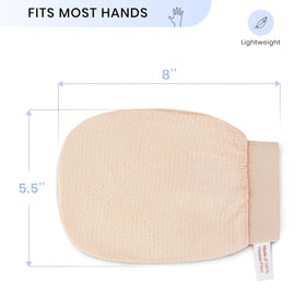 SimpleField mitt with exfoliated skin residue showcasing removal of dead skin cells
