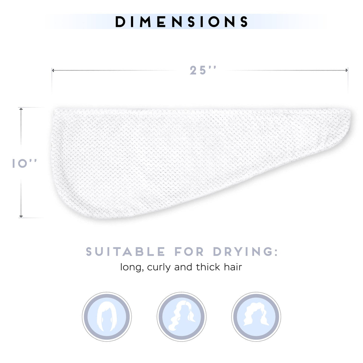 SimpleField towel wrap laid beside a ruler showing 26x10 inch standard size