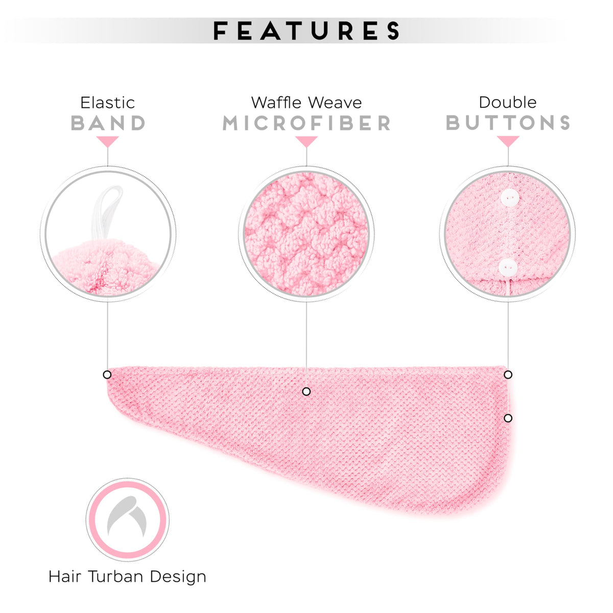 SimpleField hair turban wrapped on a woman demonstrating hands-free drying convenience