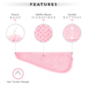 SimpleField hair turban wrapped on a woman demonstrating hands-free drying convenience
