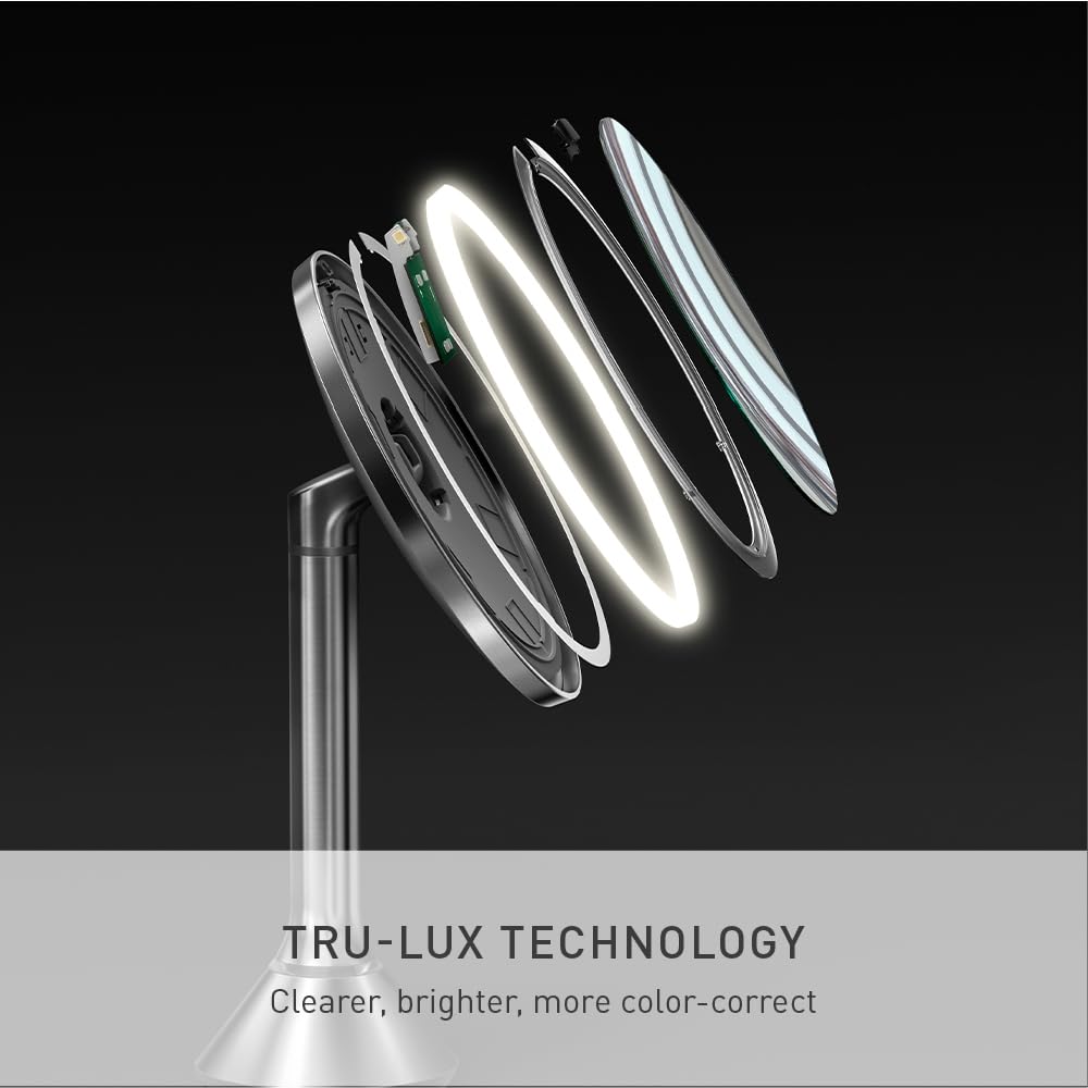simplehuman 10X magnification close-up of mirror reflecting fine detail for precise grooming