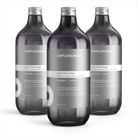 simplehuman front packaging showing three 30 fl oz bottles and calming lavender scent benefit