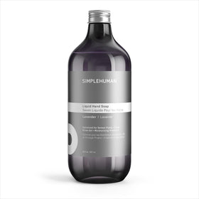 simplehuman front packaging showing 30 fl oz lavender refill and clear branding, convenient value