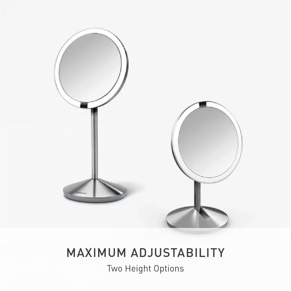simplehuman mirror side view showing swivel hinge for adjustable angles and comfort