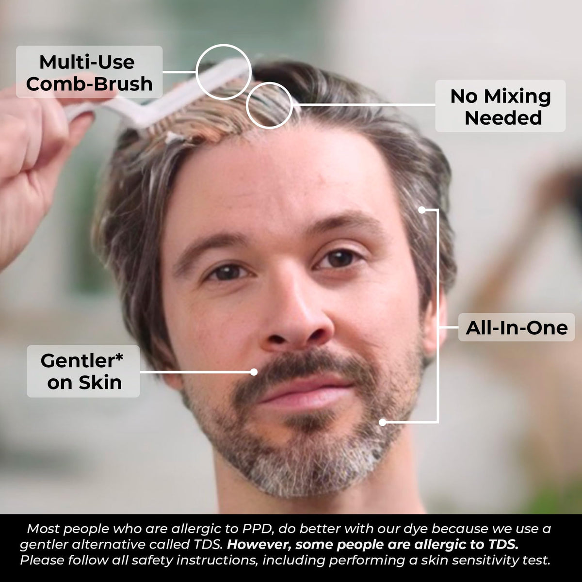 SIMPLER HAIR COLOR beard application in progress demonstrating controlled coverage