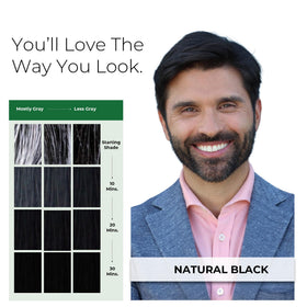 SIMPLER HAIR COLOR beard application demonstrating natural black coverage