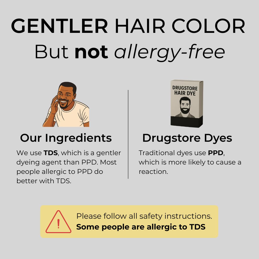 SIMPLER HAIR COLOR label closeup showing TDS formula benefits