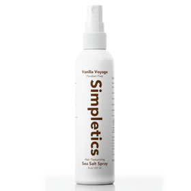 Simpletics front packaging showing vanilla sea salt spray and benefits