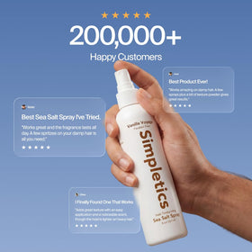 Simpletics spray mist in hair showing even texture and natural finish