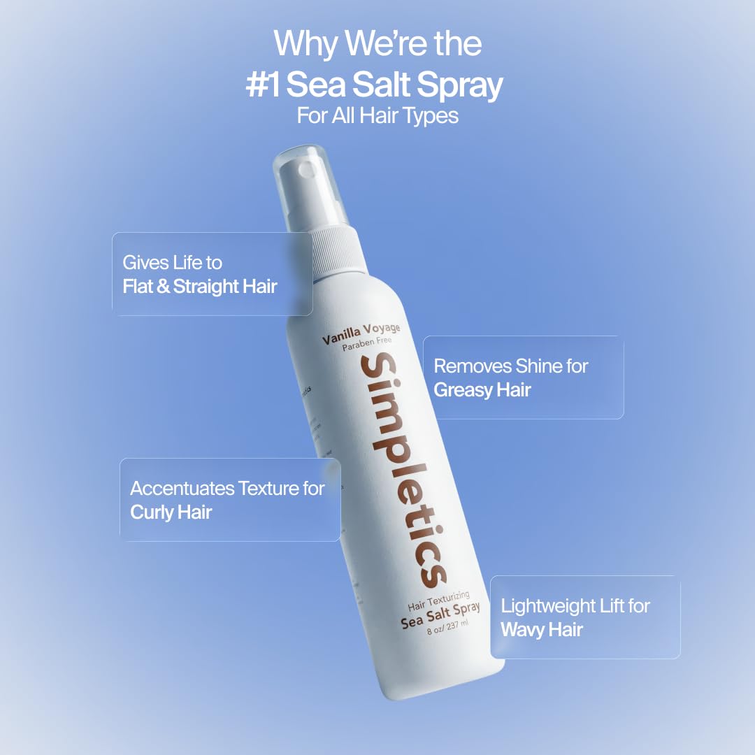 Simpletics bottle next to a hand for scale showing compact 8 fl oz size