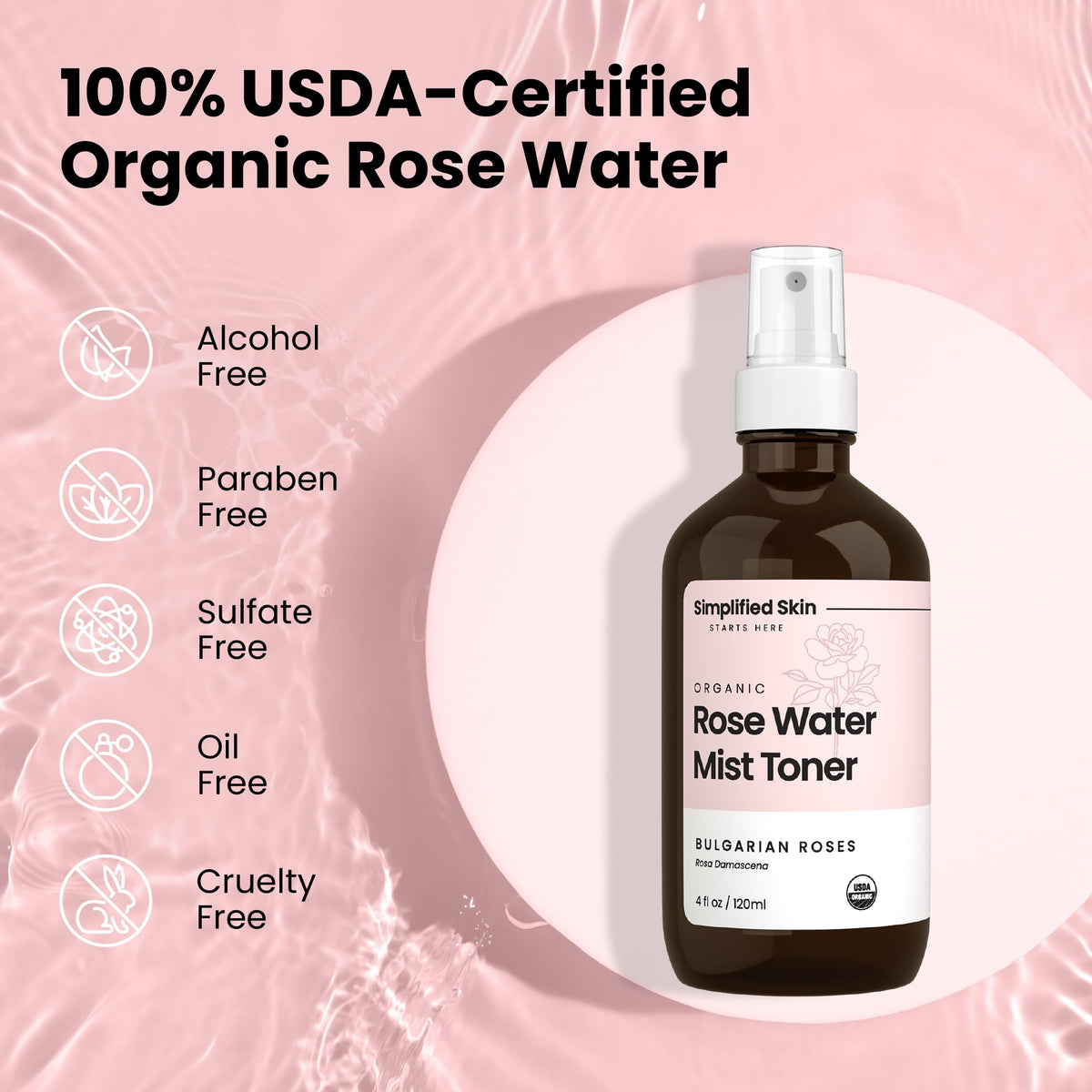 Simplified Skin bottle beside a ruler showing 4 oz size for travel-friendly convenience