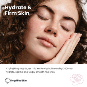 Simplified Skin bottle spraying mist to hydrate skin instantly