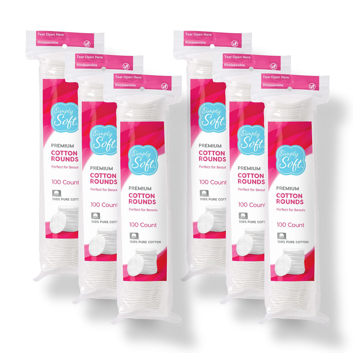 Simply Soft front packaging showing six packs and count benefit
