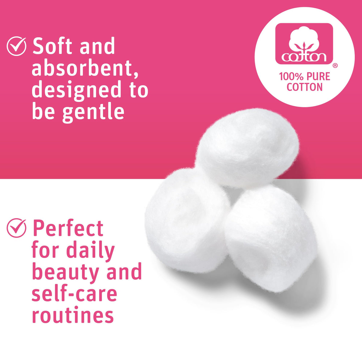 Simply Soft cotton ball in hand showing large size and absorbency