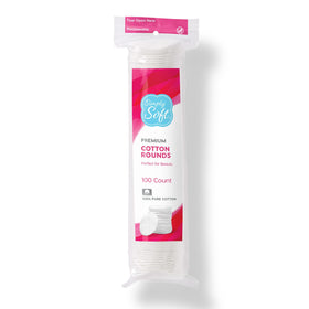 Simply Soft single cotton pad close-up showing smooth surface benefit