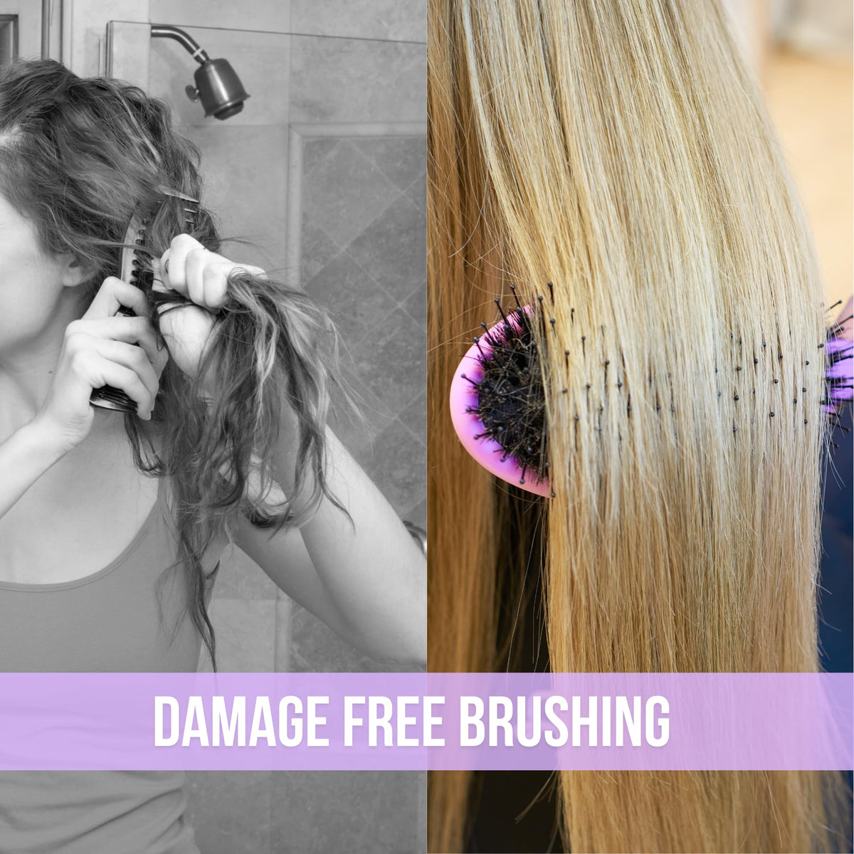 SimplyHair detangling wet hair demo showing gentle glide and reduced breakage