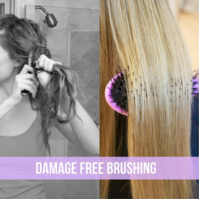 SimplyHair detangling wet hair demo showing gentle glide and reduced breakage