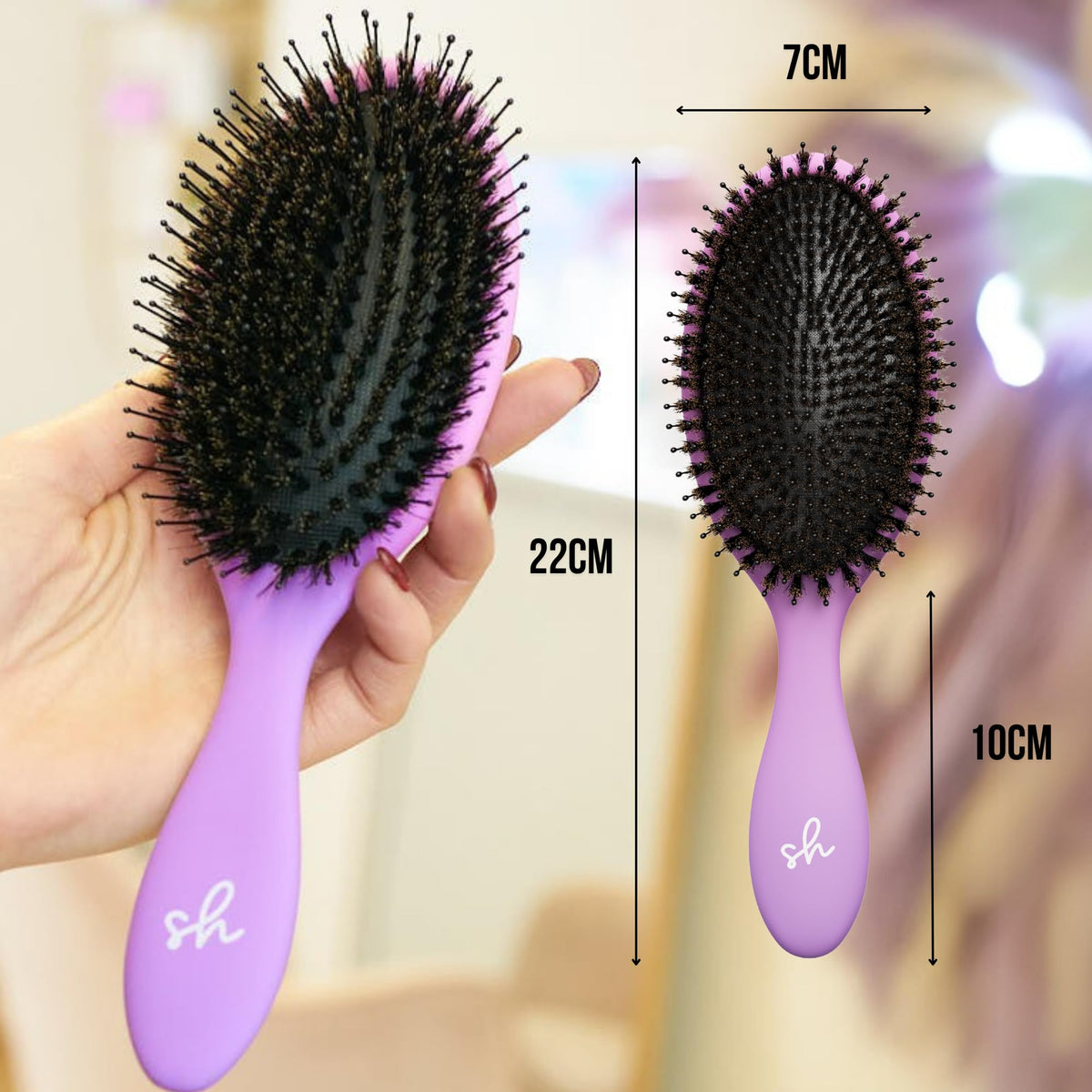 SimplyHair brush on bathroom counter styled with extensions for daily routine